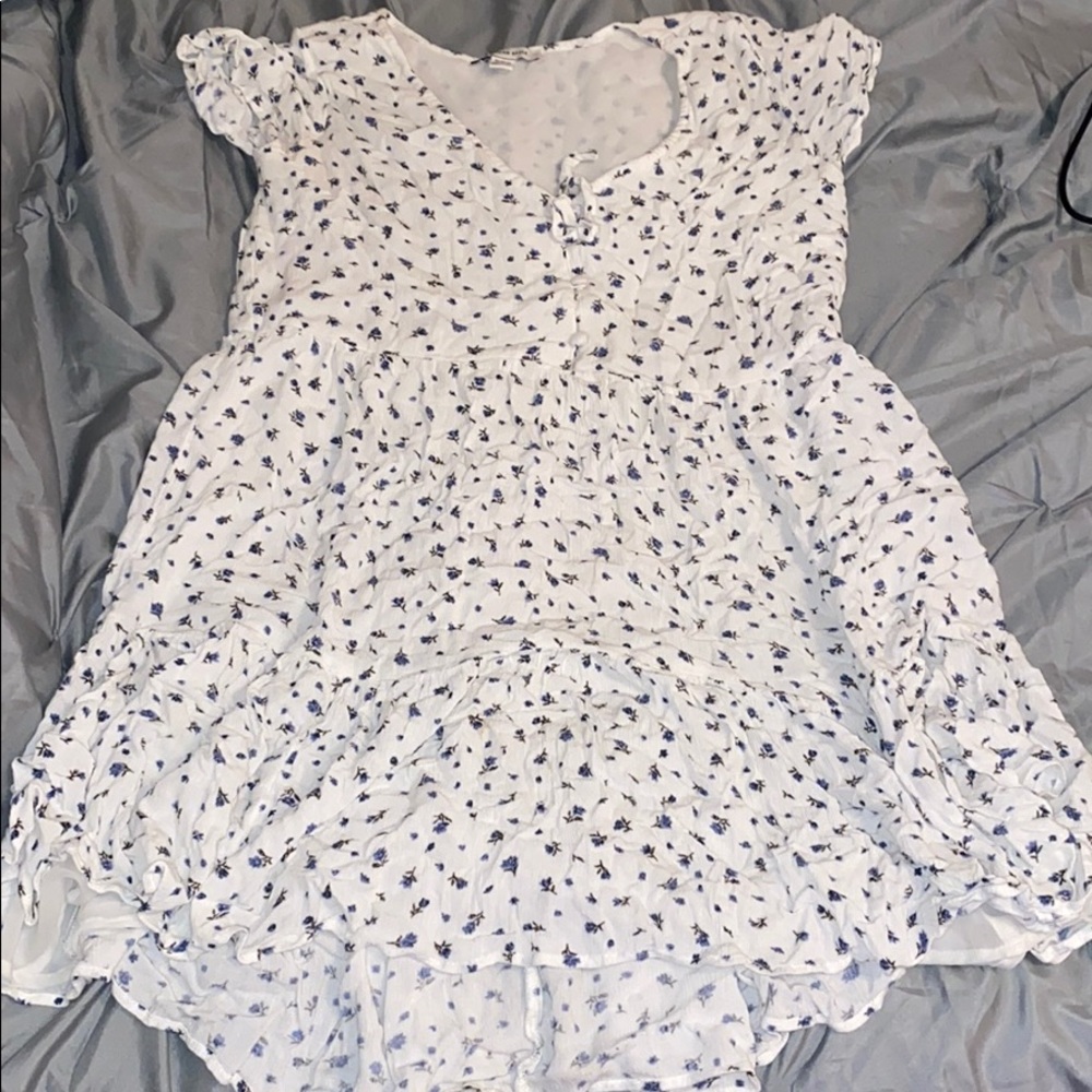 White and blue floral dress